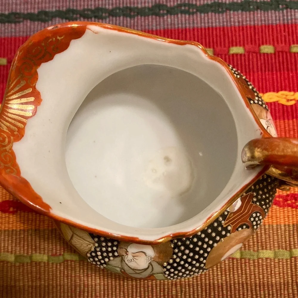 Vintage  stunning detailed Japanese Satsuma creamer with matching plate